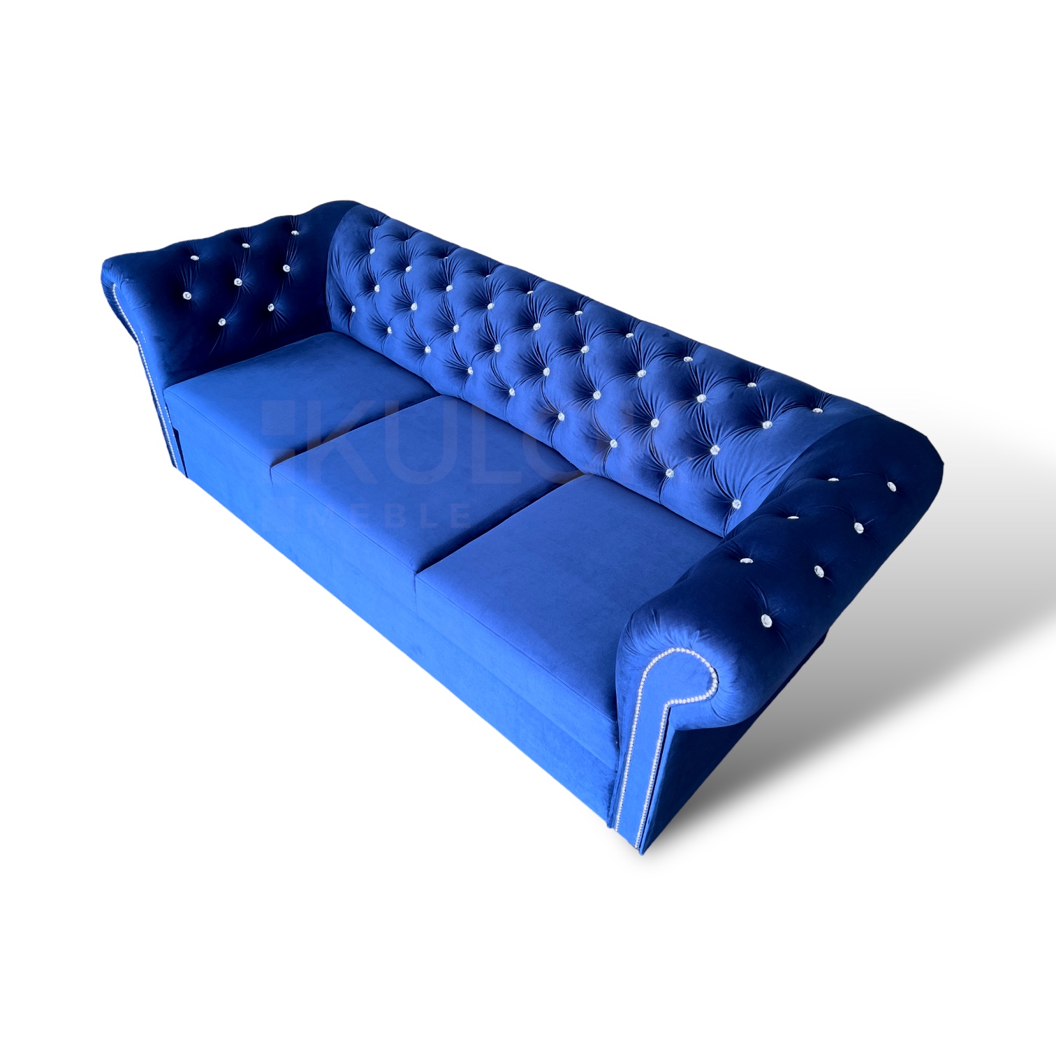Granatowa sofa do salonu pikowana kryształ glamour Magic vevlet 2216